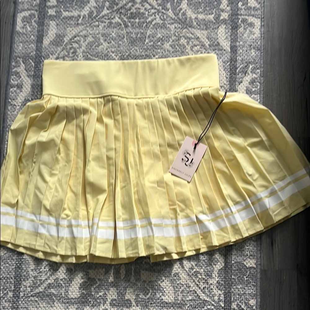 Sincerely Jules Yellow Pleated Skater Mini Skirt